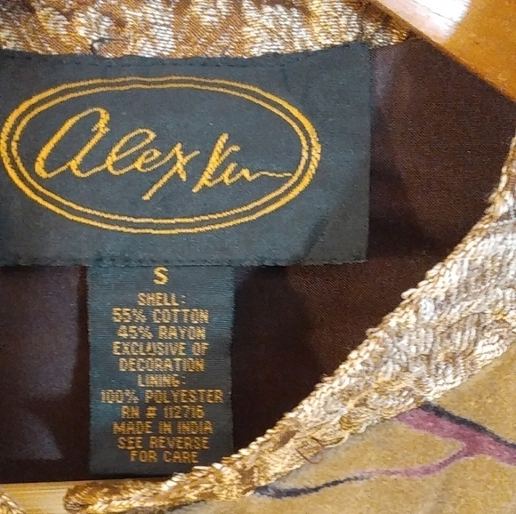 Alex Kim Patchwork Quilted Brown Gold Animal Print Floral Jacket Blazer Size S - Picture 4 of 10